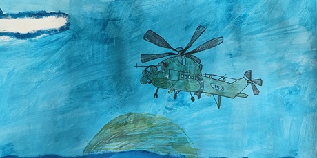 Powiększ grafikę: Helikopter nad Bałtykiem.