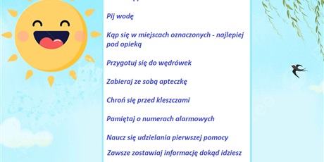 Powiększ grafikę: Zasady bezpieczeństwa w trakcie wakacji.
